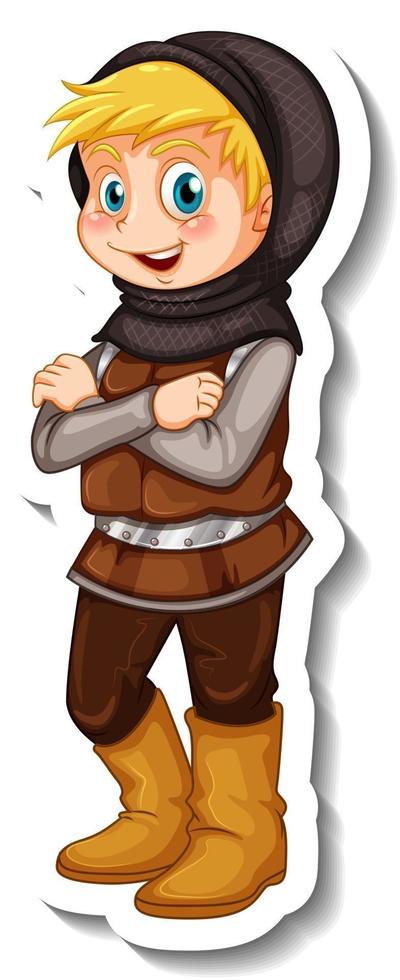 Sticker template with a boy in soldier costume isolated vector