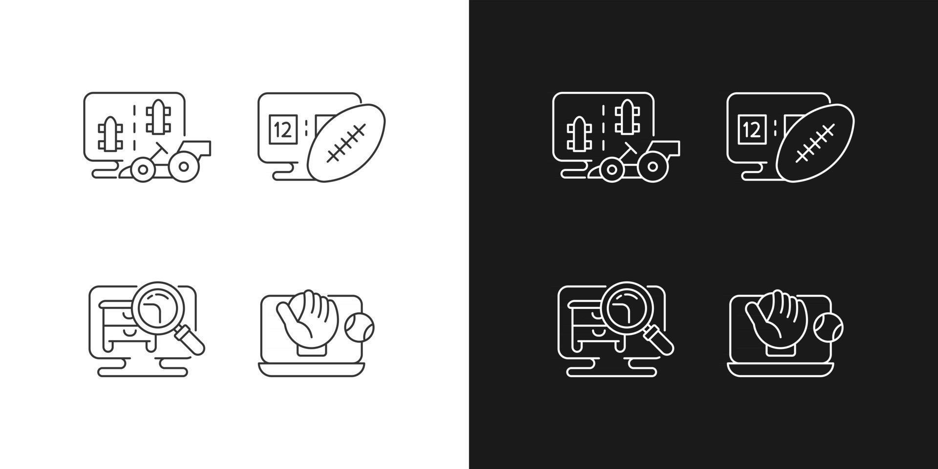 Sport simulators types linear icons set for dark and light mode vector