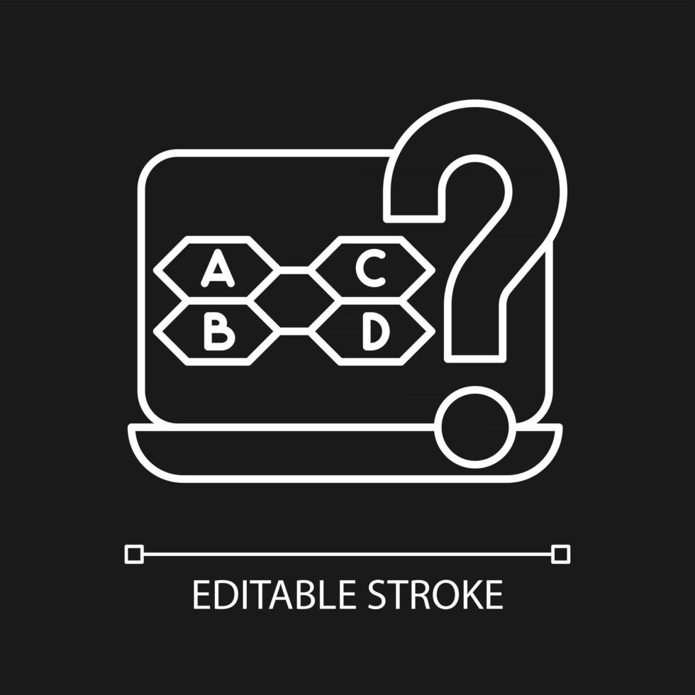 Trivia games white linear icon for dark theme vector