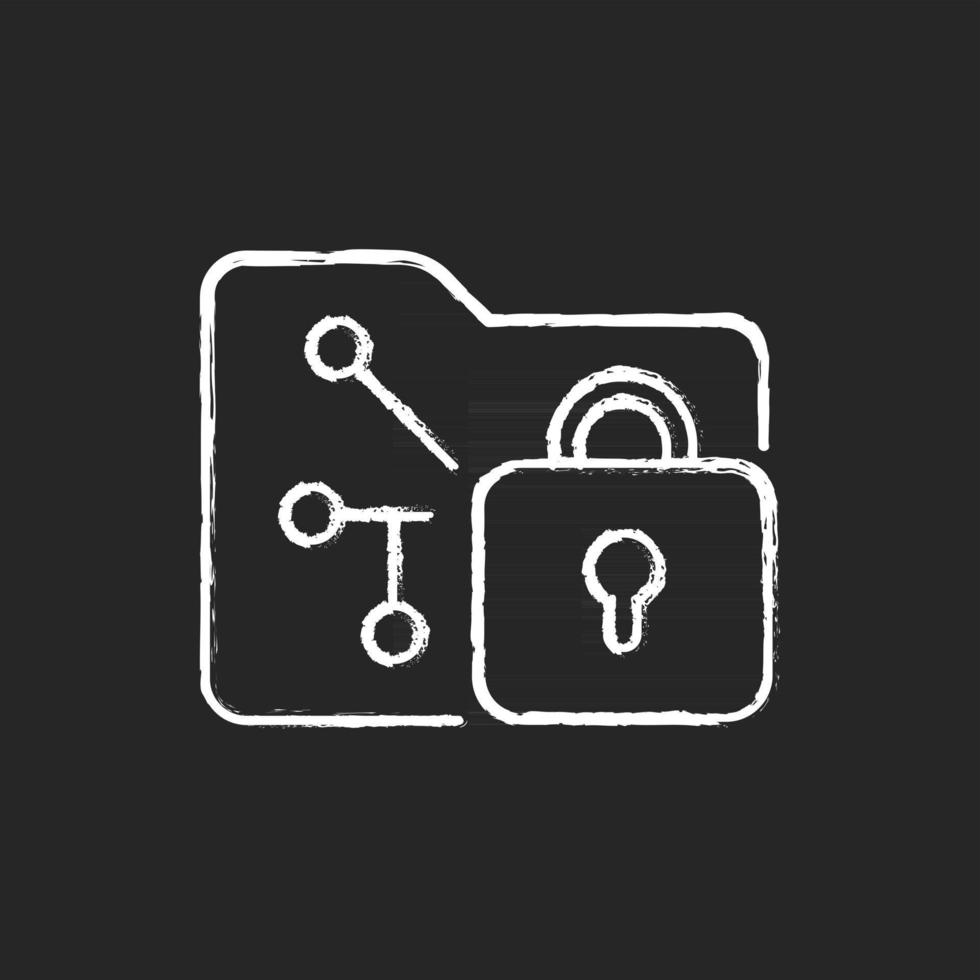 Data encryption chalk white icon on dark background vector