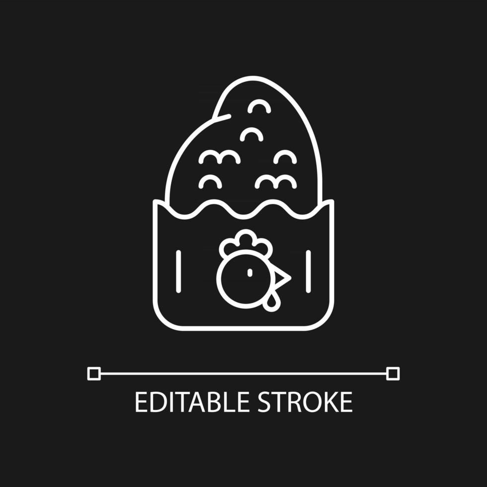Crispy chicken cutlet white linear icon for dark theme. vector