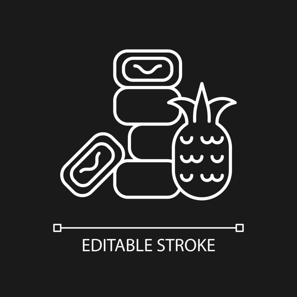 Pineapple cake white linear icon for dark theme. 2997579 Vector Art at