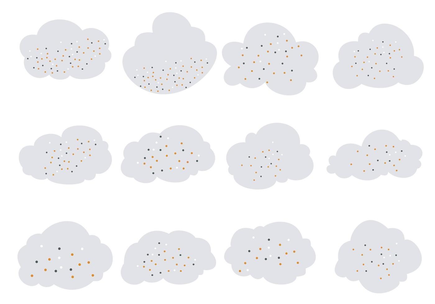 conjunto de nubes lindas vector