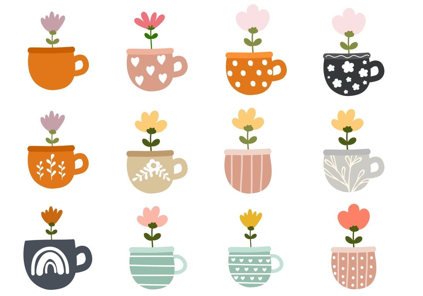 Cute Flowers in Pots vector