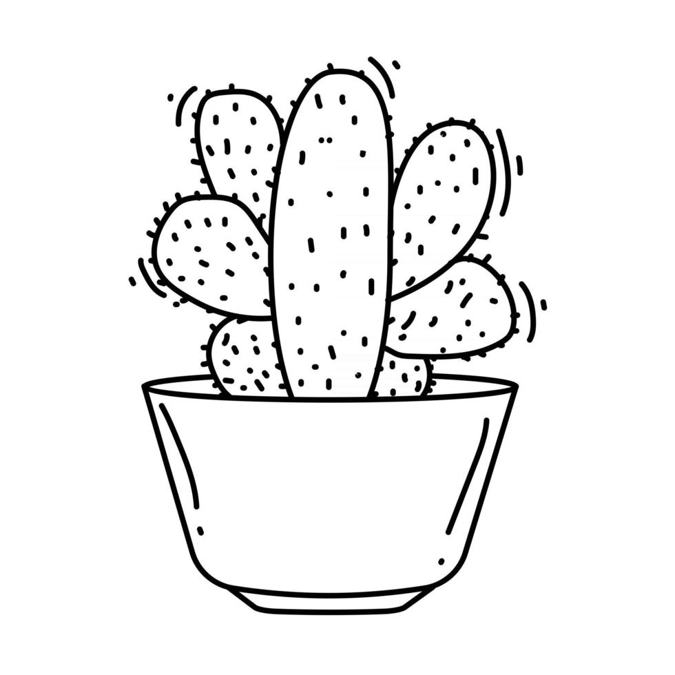 Gardening cactus icon. hand drawn icon set, outline black, doodle icon vector