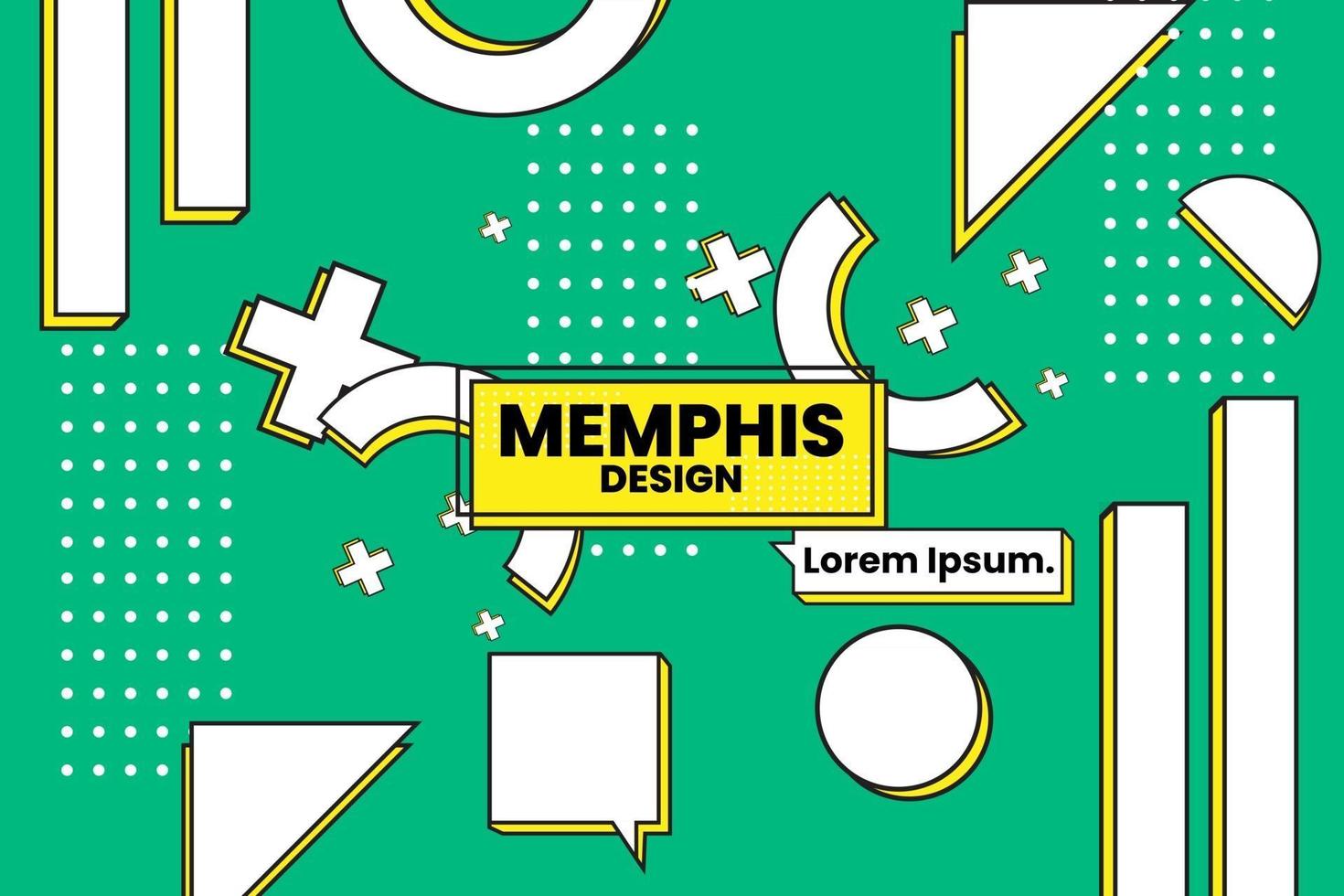 Vector illustration of memphis retro styled geometric shaped template.