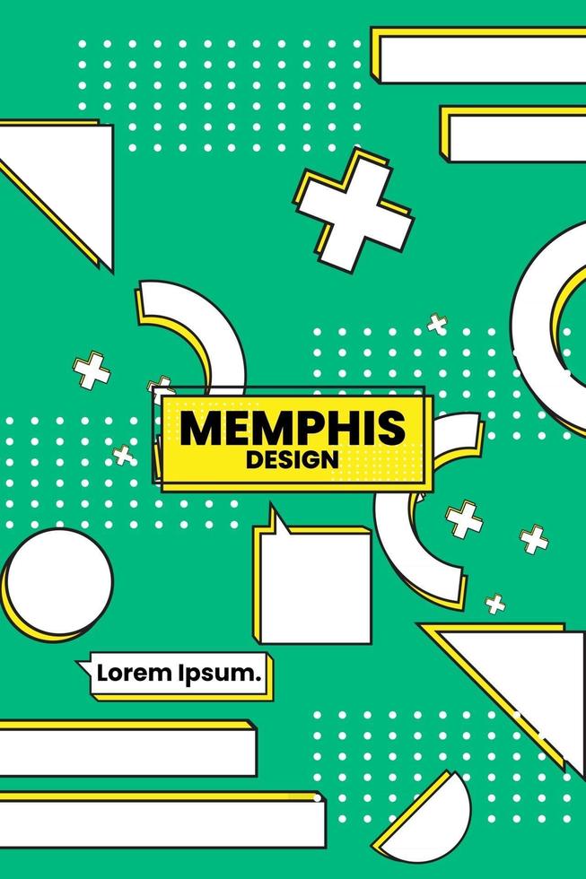 Vector illustration of memphis retro styled geometric shaped