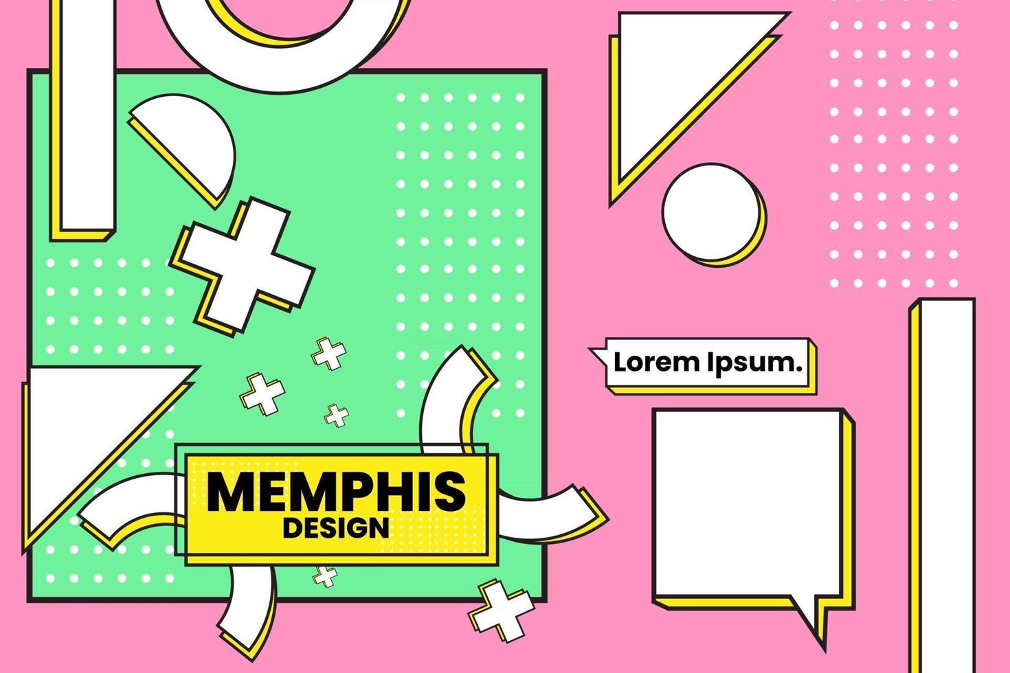 Vector illustration of memphis retro styled geometric shaped template.