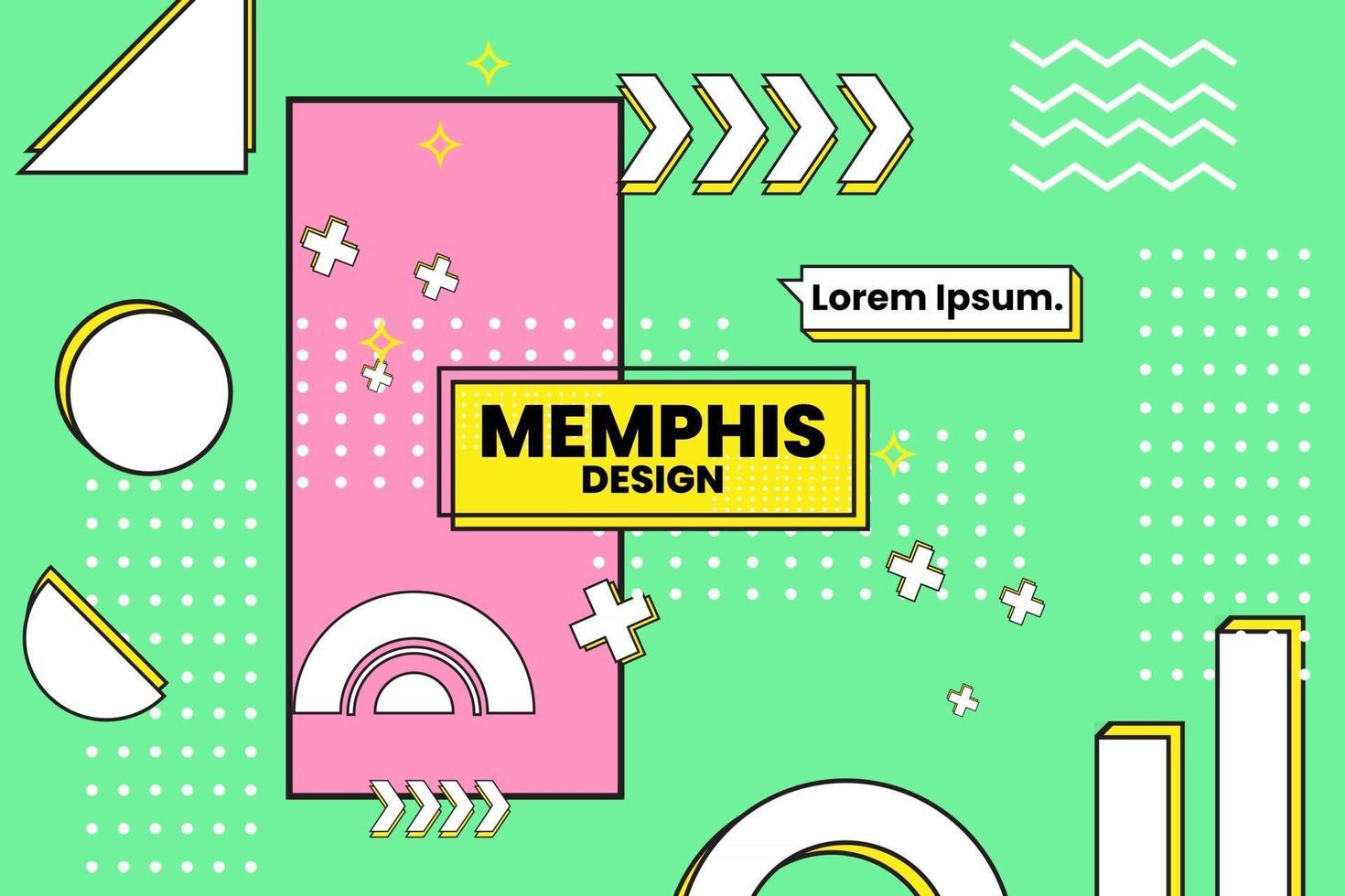 Ilustración de vector de plantilla de forma geométrica de estilo retro de Memphis.