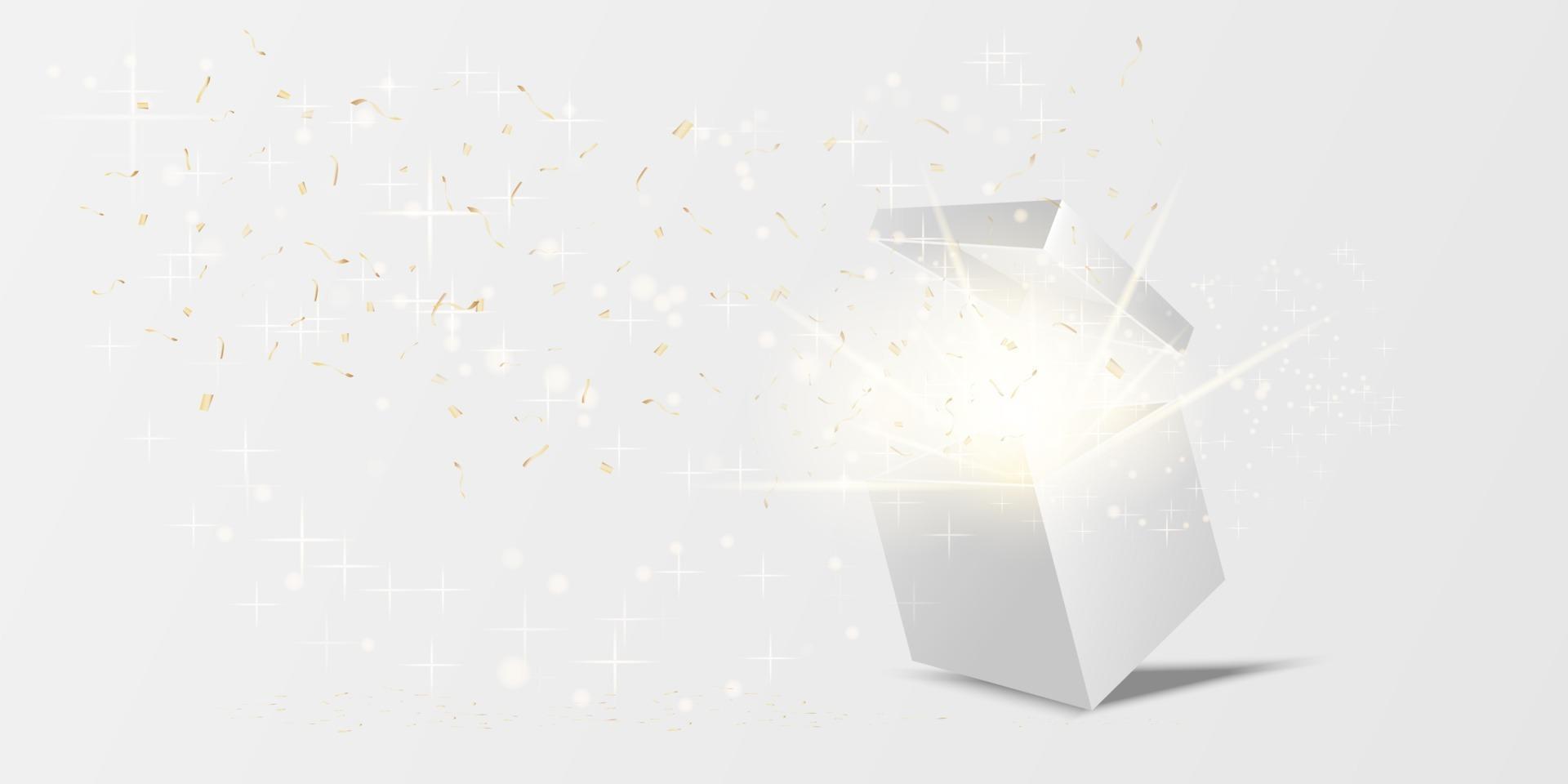 Open gift box with bright rays of light vector
