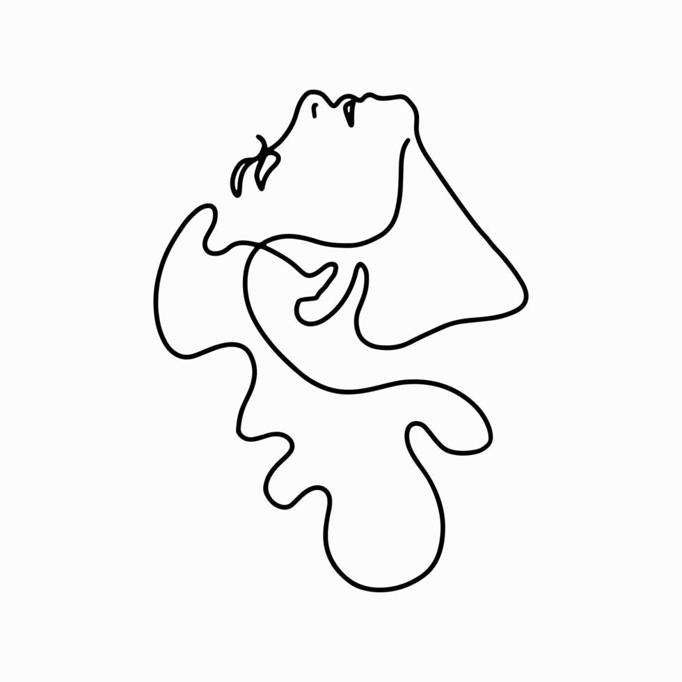 Continuous line drawing. Trendy abstract one line beauty woman head vector