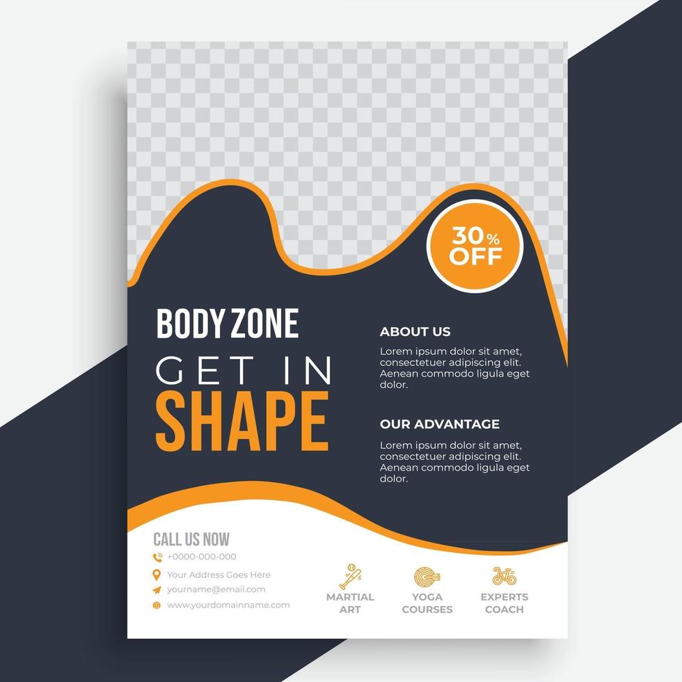 Fitness Flyer, Gym flyer design template, Health Fitness Flyer vector