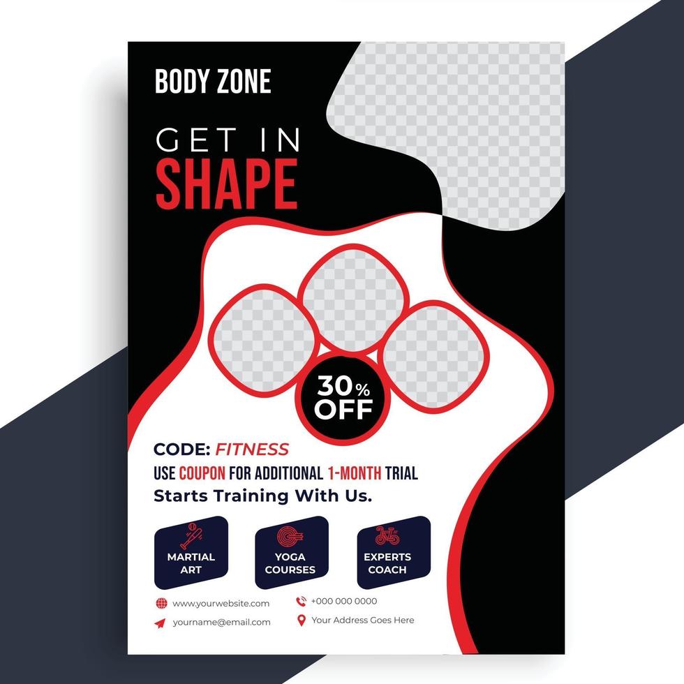 Fitness Flyer, Gym flyer design template, Health Fitness Flyer vector