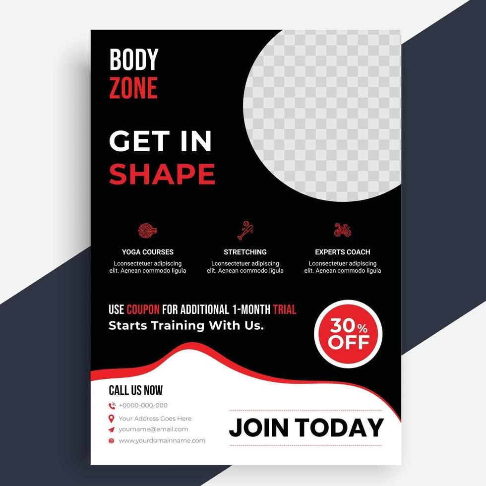 Fitness Flyer, Gym flyer design template, Health Fitness Flyer vector