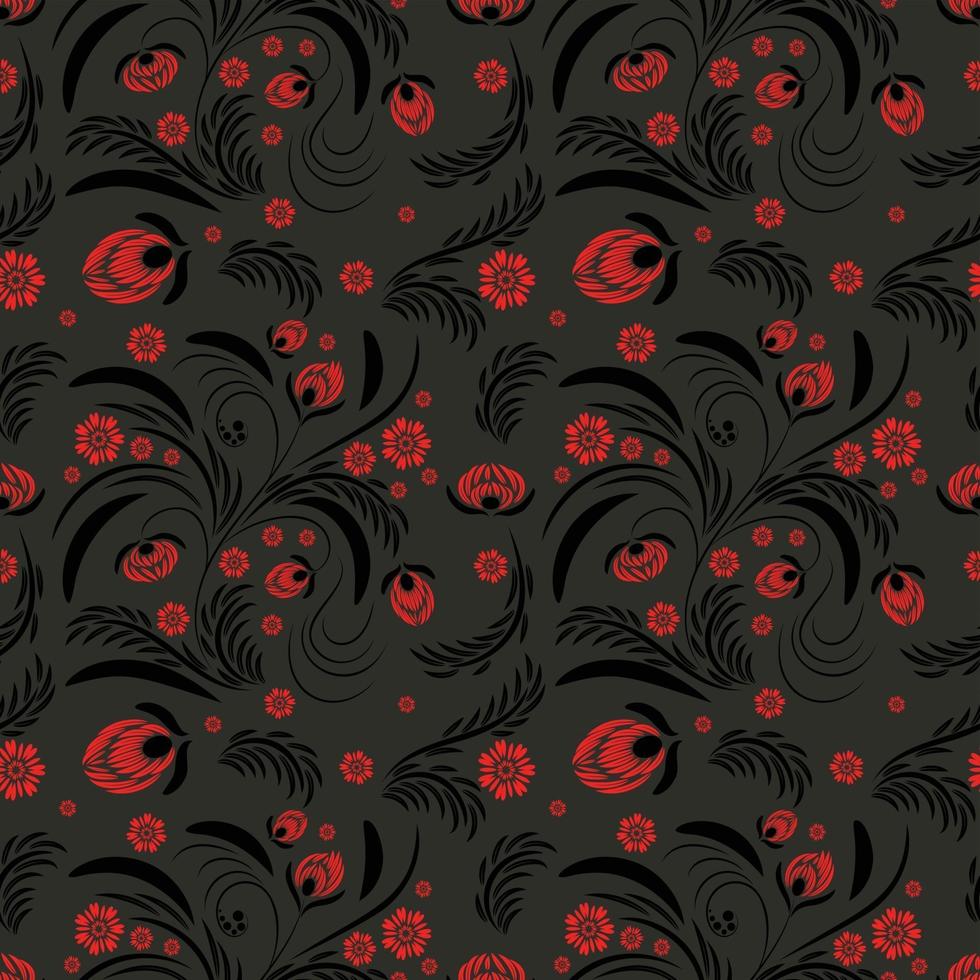 Folk flowers pattern Floral surface design Seamless pattern vector