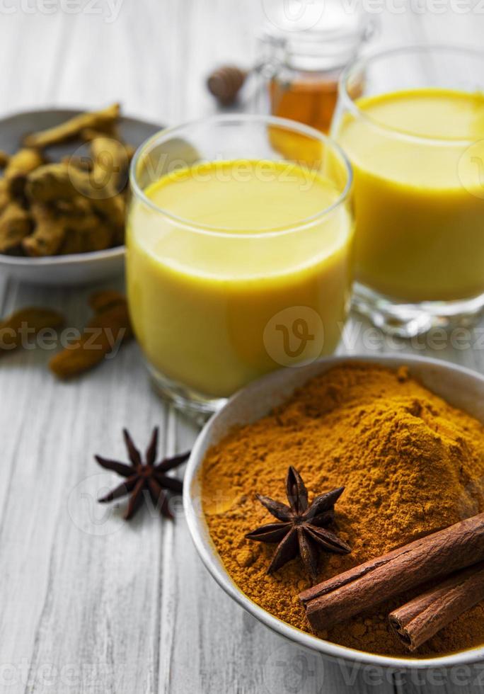 Yellow turmeric latte drink photo