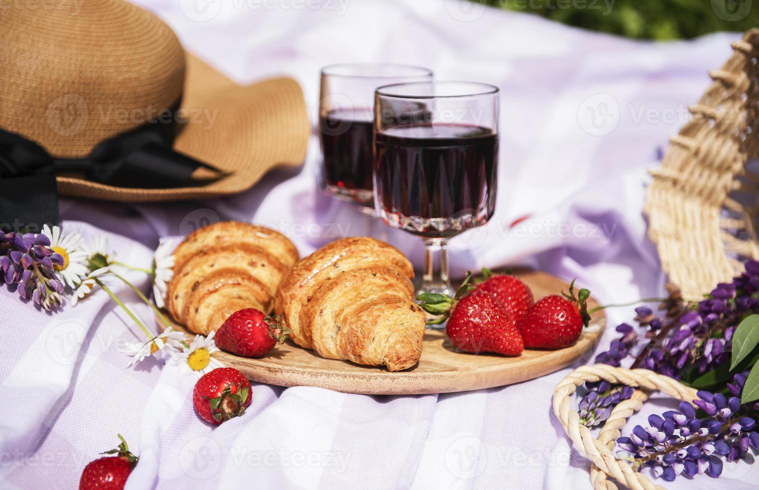 Romantic picnic scene on summer day photo