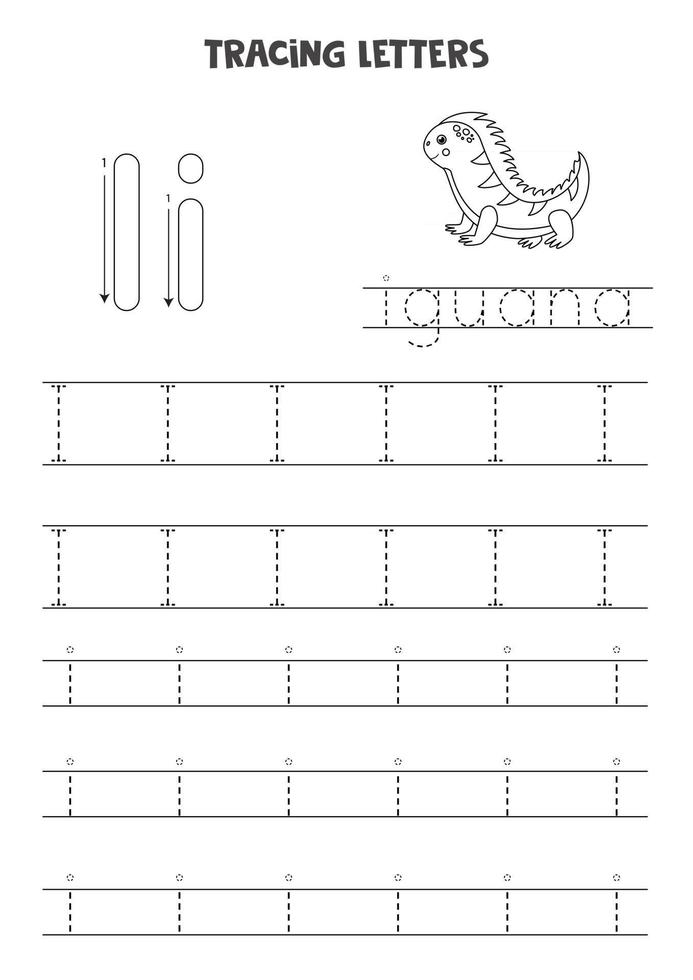 Trace letters of English alphabet. Uppercase and lowercase I. vector