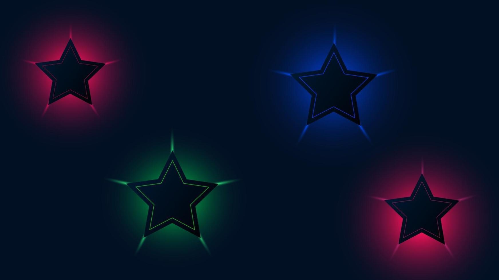 neon star background with black red green blue pink color vector