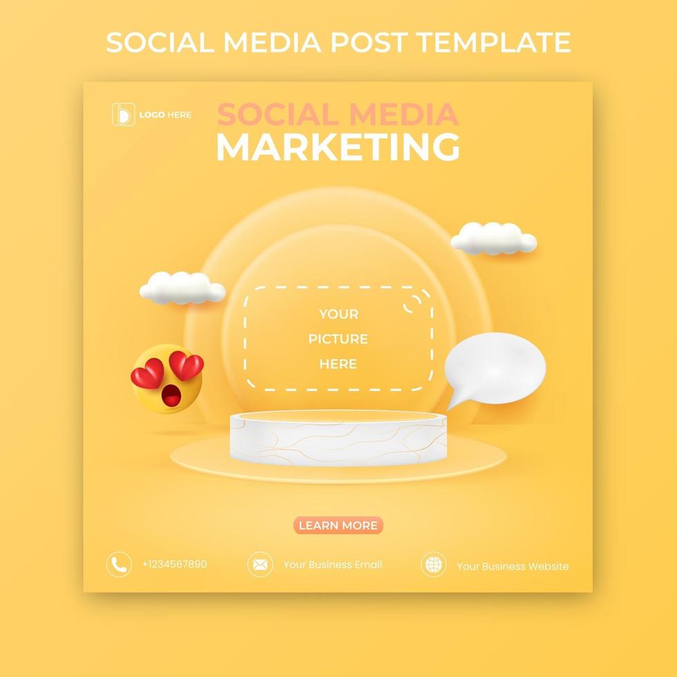 editable social media post template. 3D social media banner ads. vector