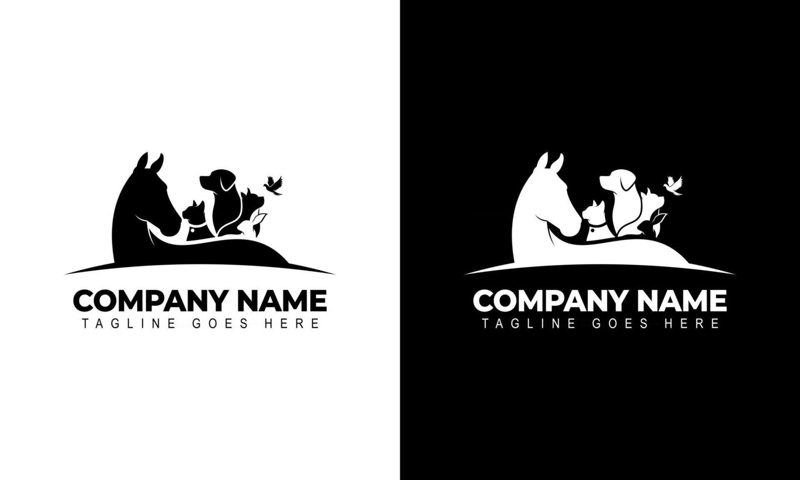 Creative Vector of a Horse, Dog, Cat, bird, rabbit logo design Animals