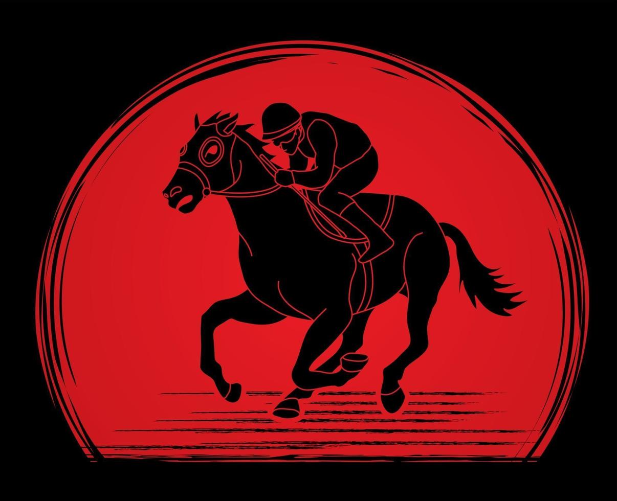 silueta, jinete, equitación, caballo, deporte vector
