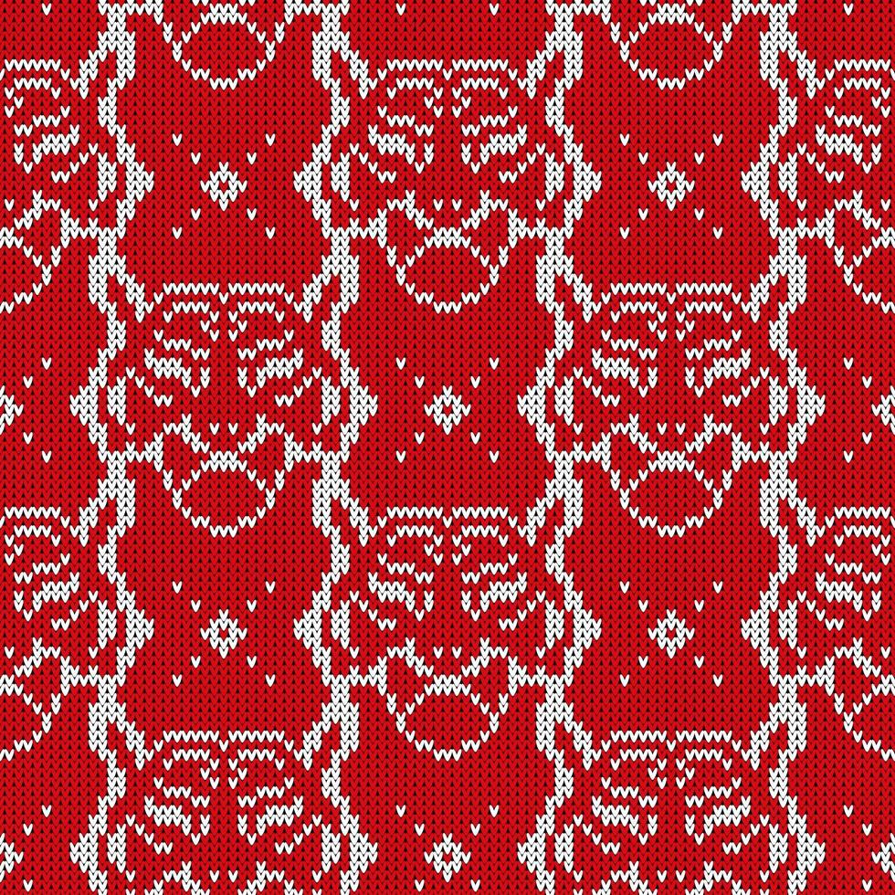Seamless knitted pattern witn tiger silhouette. vector