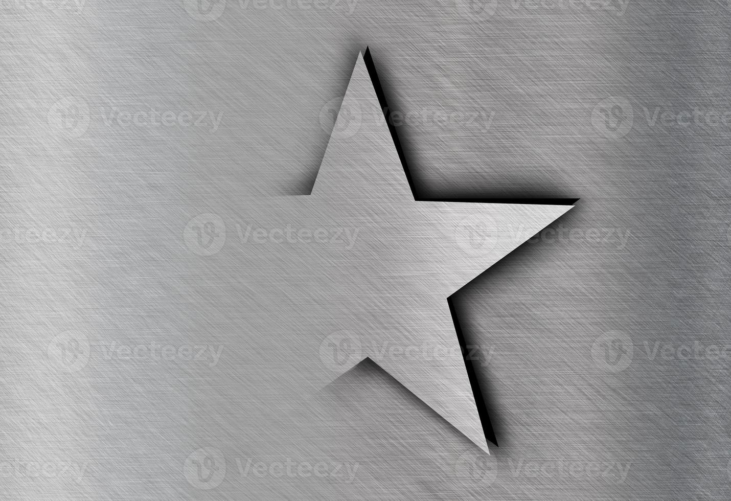Estrella en acero inoxidable, fondo de textura de metal foto