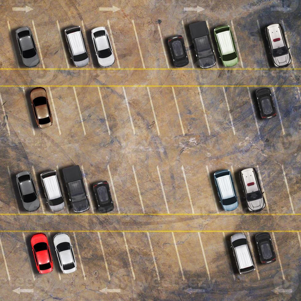 vista aérea superior del estacionamiento foto