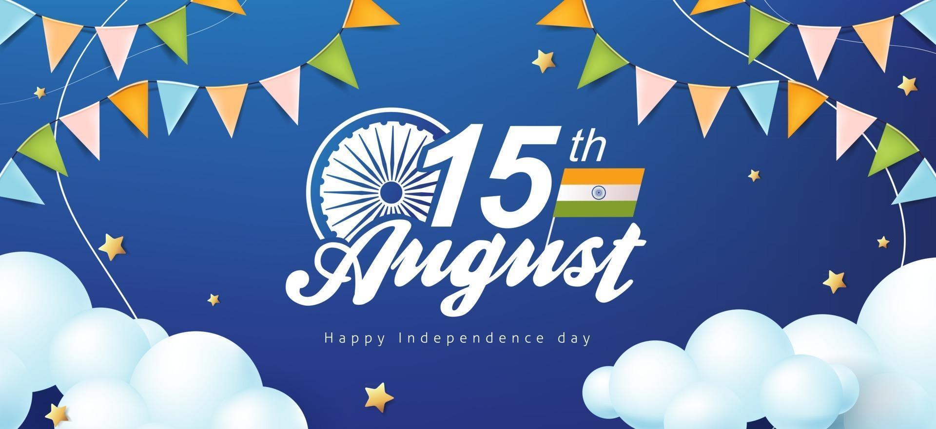 Independence day India celebration banner with star and cloud vector