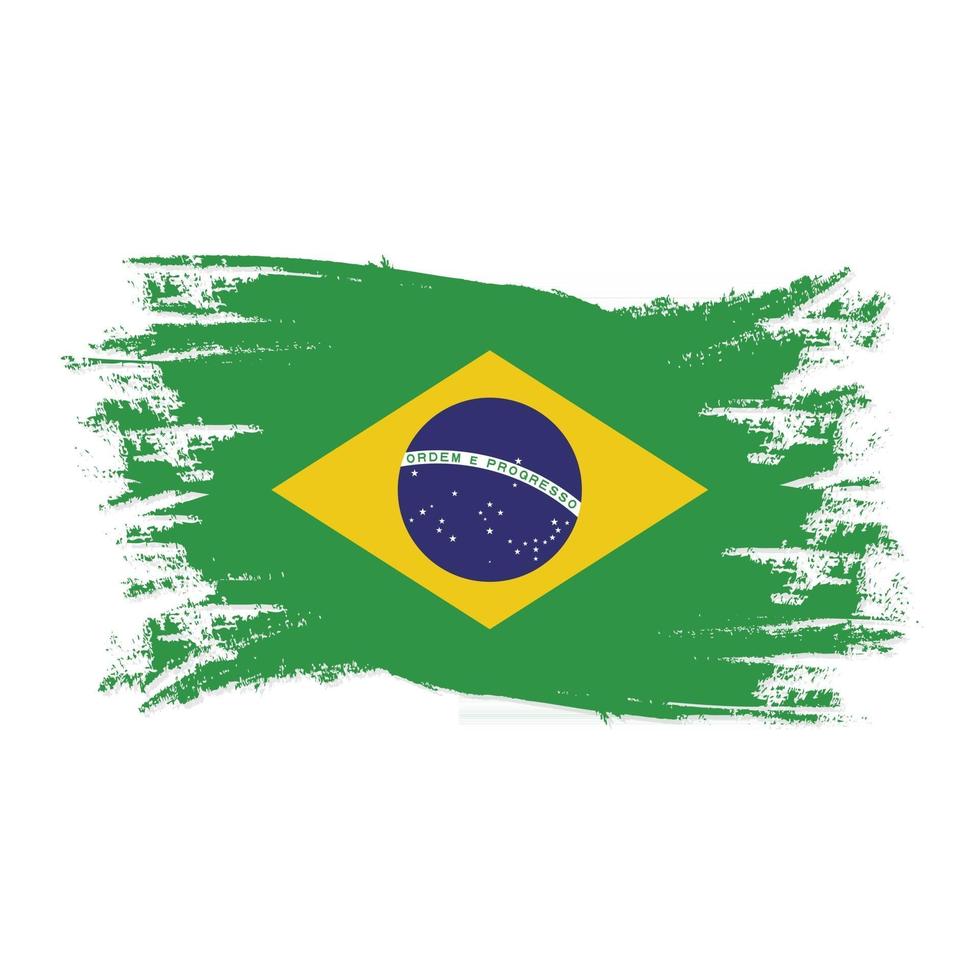 Bandera de Brasil con ilustración de vector de diseño de estilo de pincel de acuarela