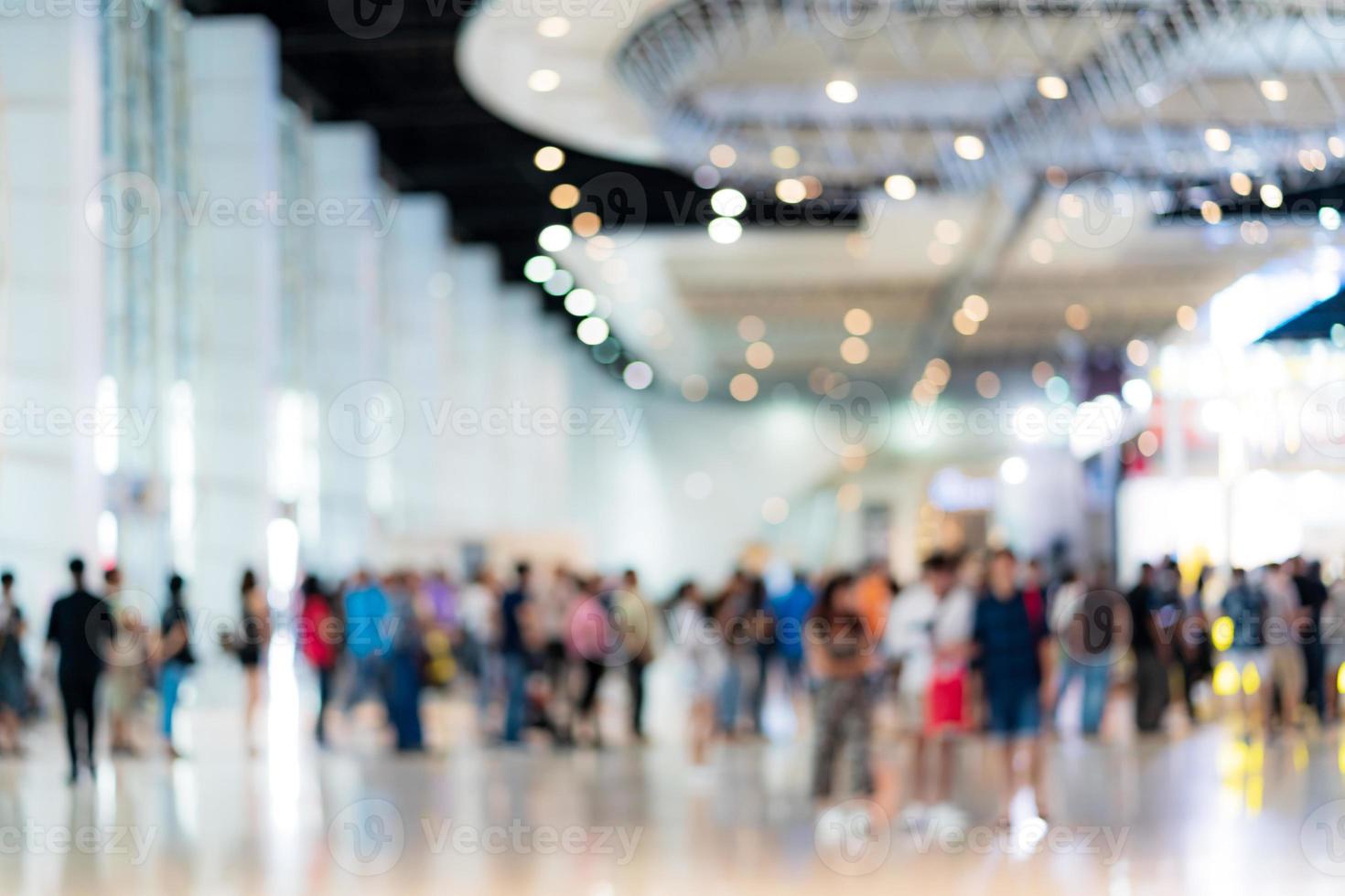 Blur image background of people in exhibition show photo