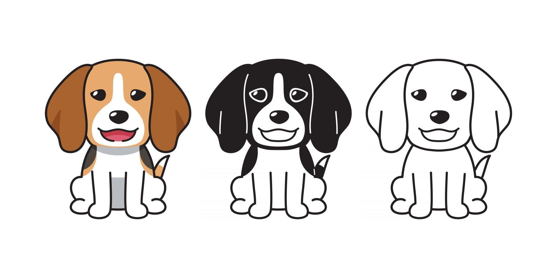 Vector cartoon set of beagle dog