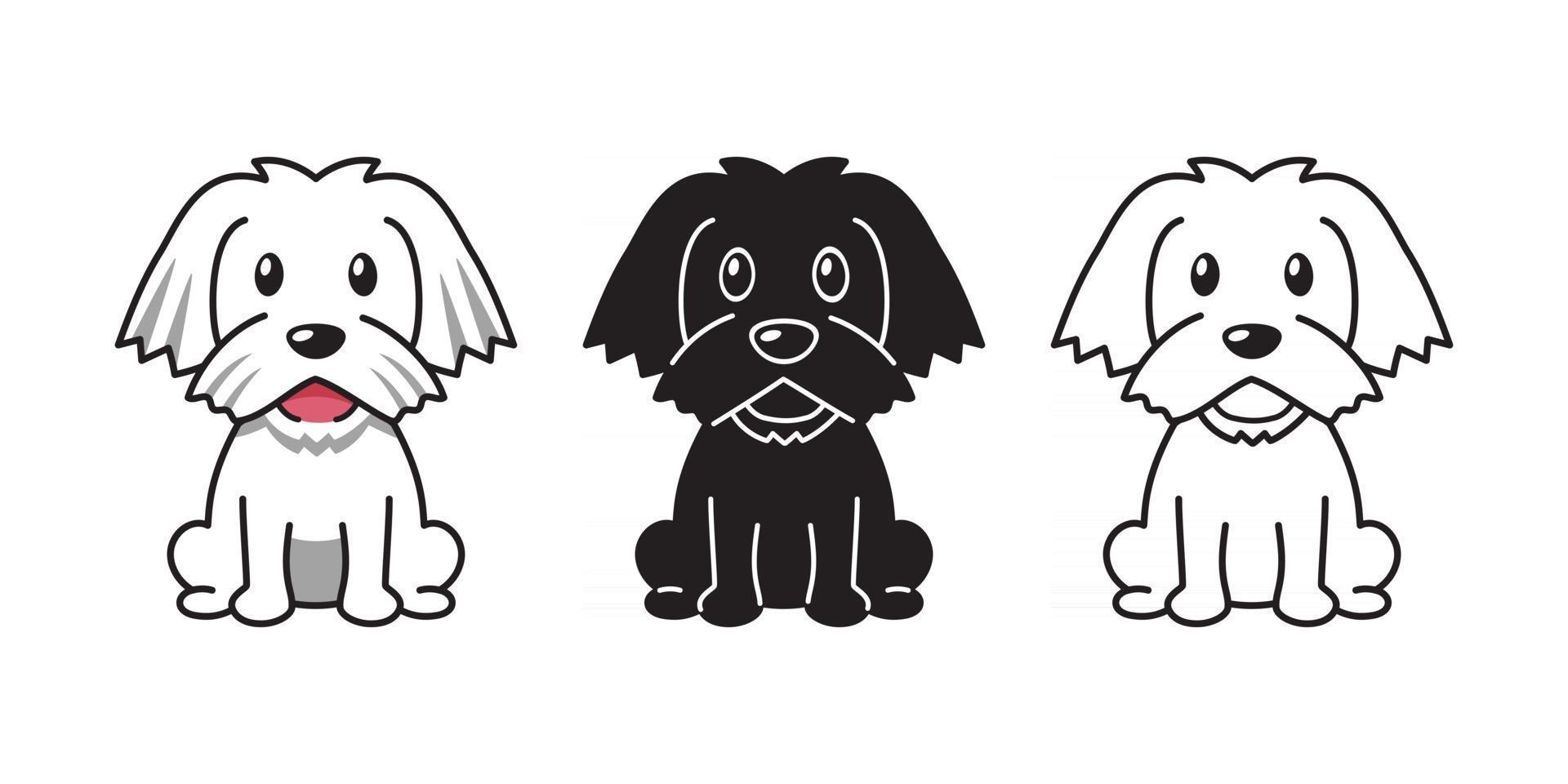 Vector cartoon set of maltese dog