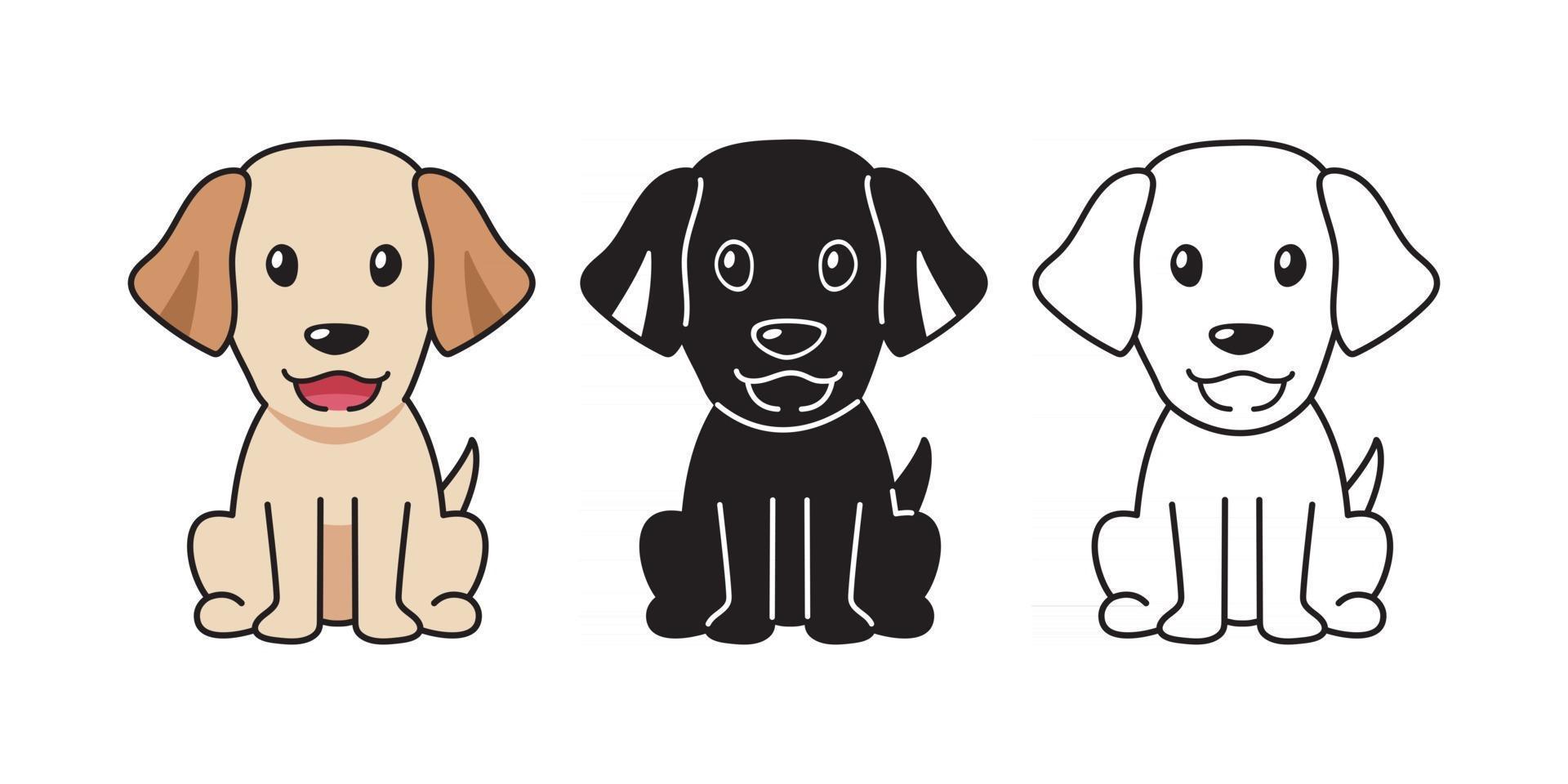 Vector cartoon set of labrador retriever dog