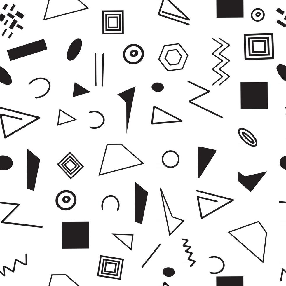 Seamless pattern, various geometric shapes on a white background vector