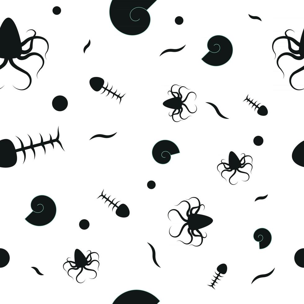 Seamless pattern, seafood on a white background - Vector