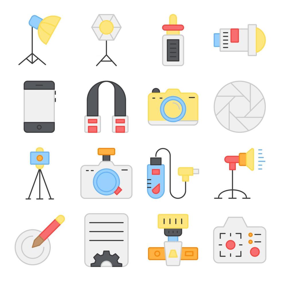 paquete de iconos planos de fotografía vector