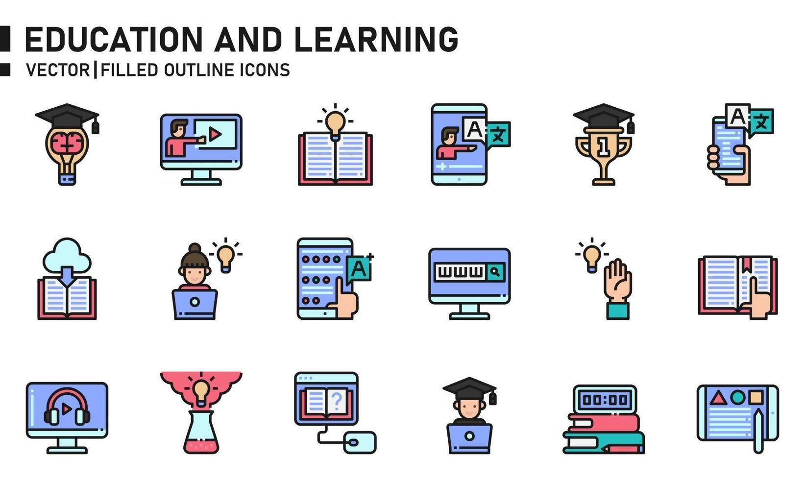 icono de educación y aprendizaje vector