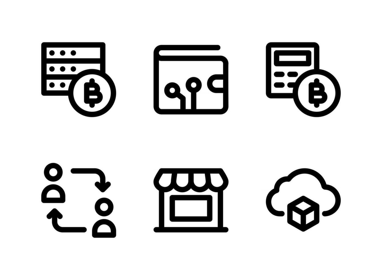 Simple Set of Cryptocurrency Related Vector Line Icons