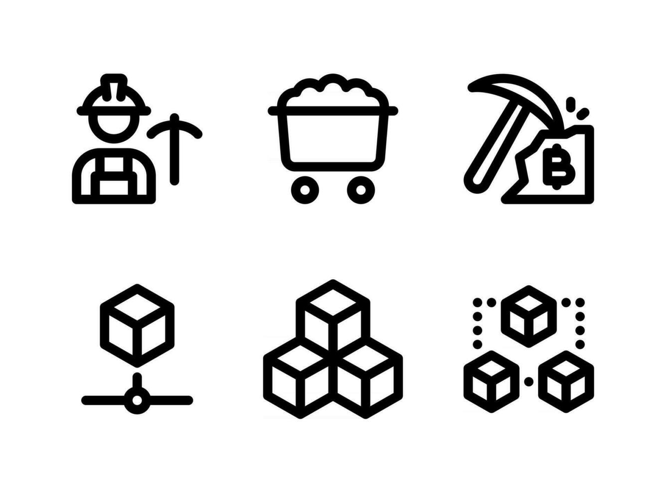 Simple Set of Cryptocurrency Related Vector Line Icons