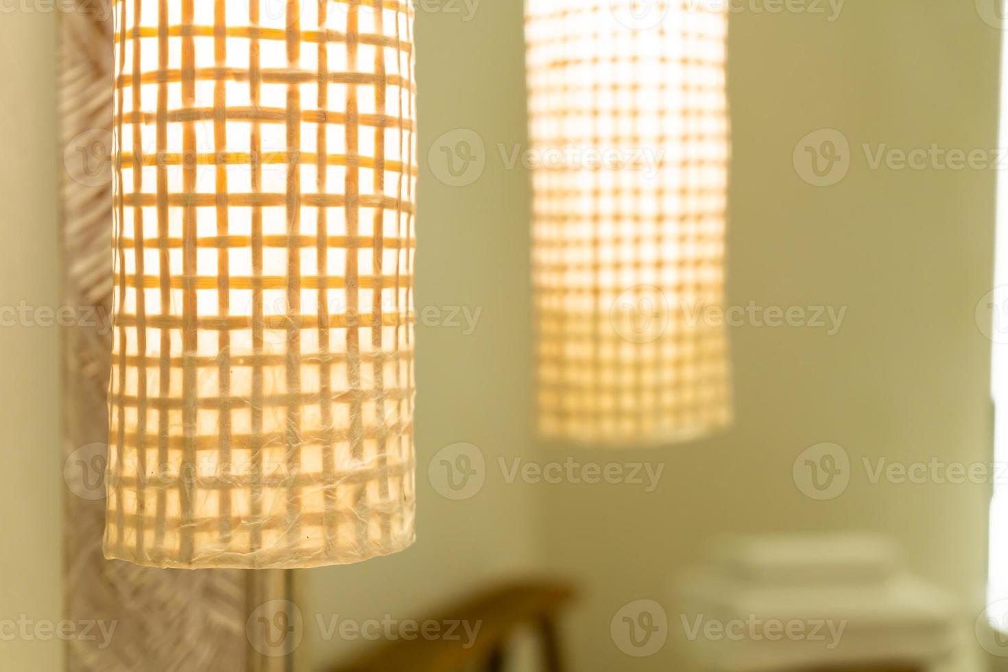 Beautiful lamp decorate in hotel bedroom photo