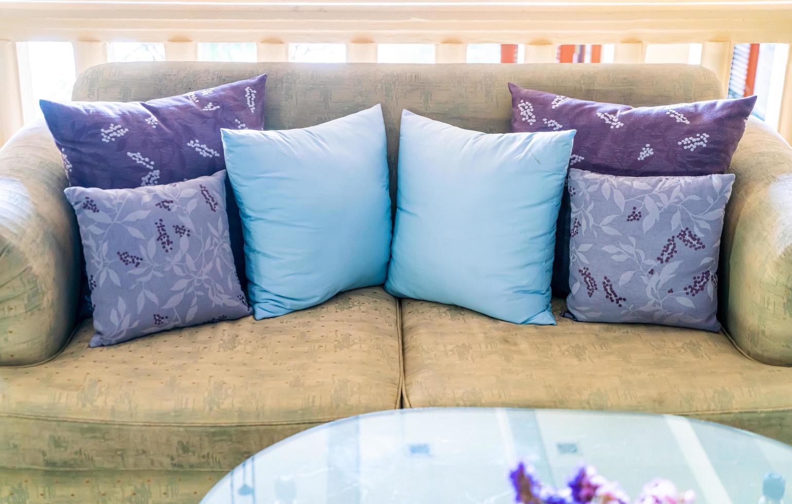 Comfortable pillows decoration on sofa photo