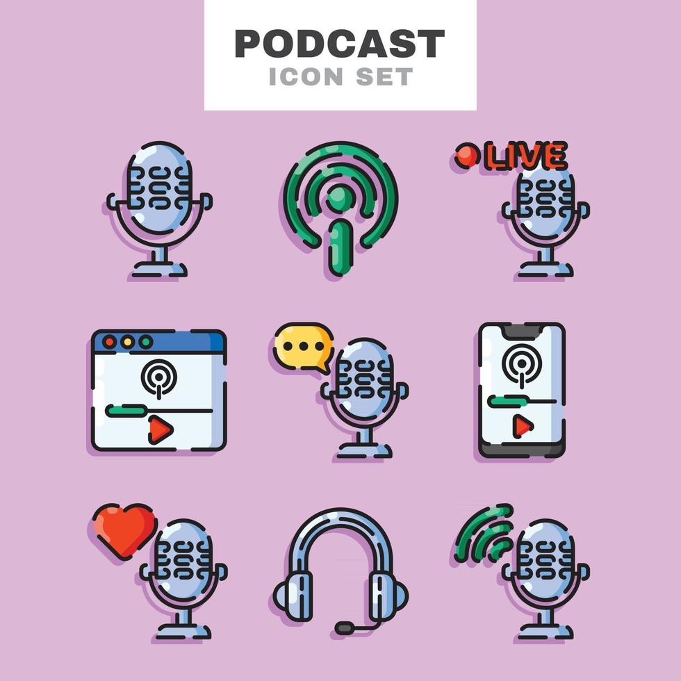Podcast Icon Set vector