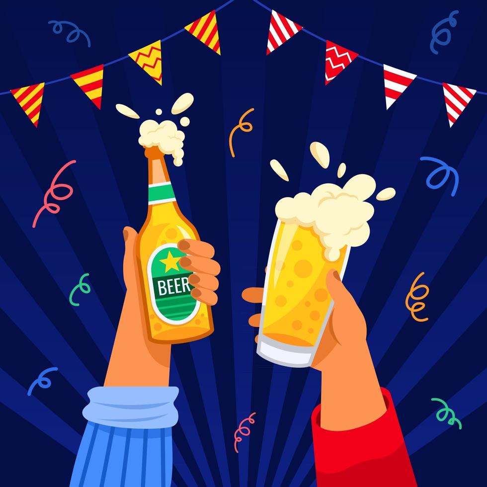 Cheering up at the Beer Party vector