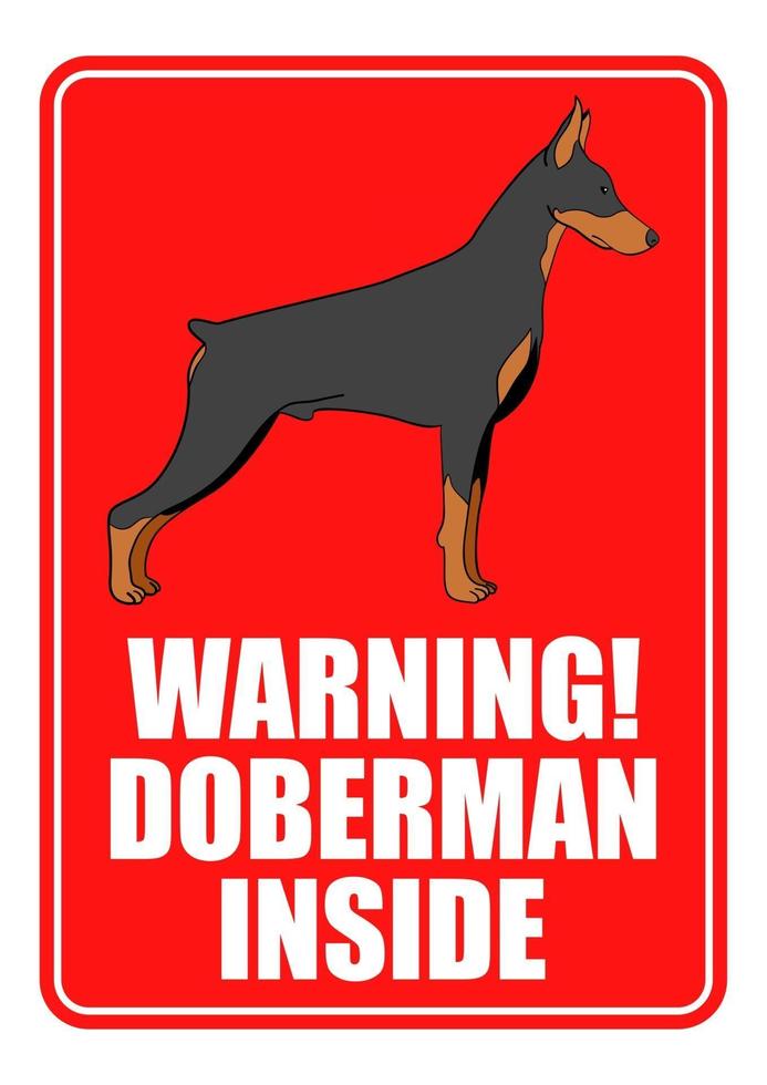 señal de advertencia de perro doberman vector