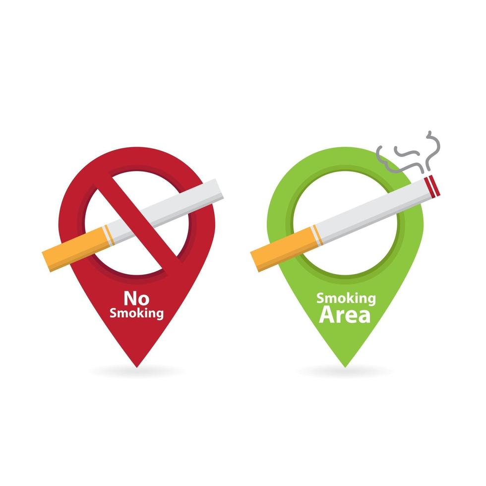 No smoking and Smoking area. smoking cigarette vector