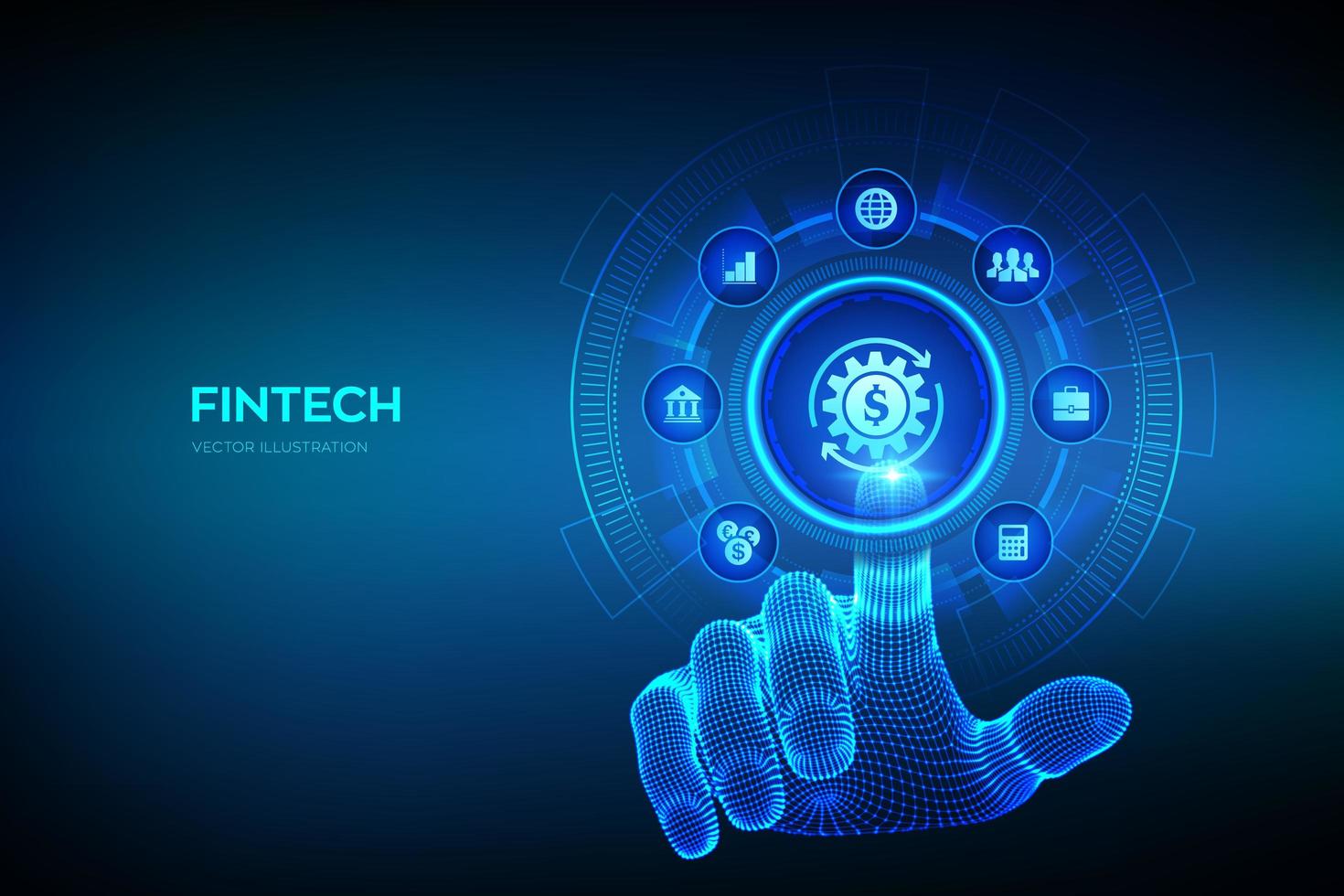 fintech. tecnología financiera, banca online y crowdfunding. vector