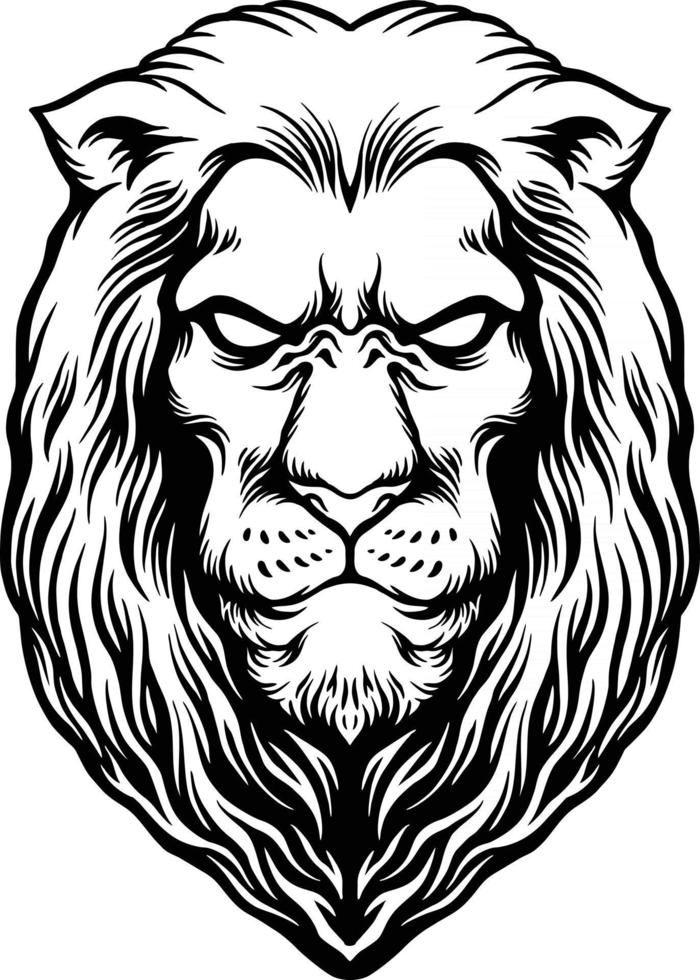 elegante, sabio, cabeza de león, mascota, silueta vector