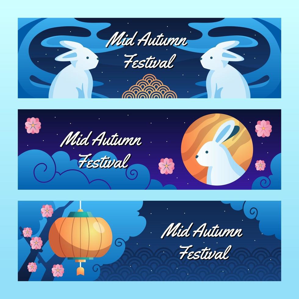 Mid Autumn Festival Banner Collection vector